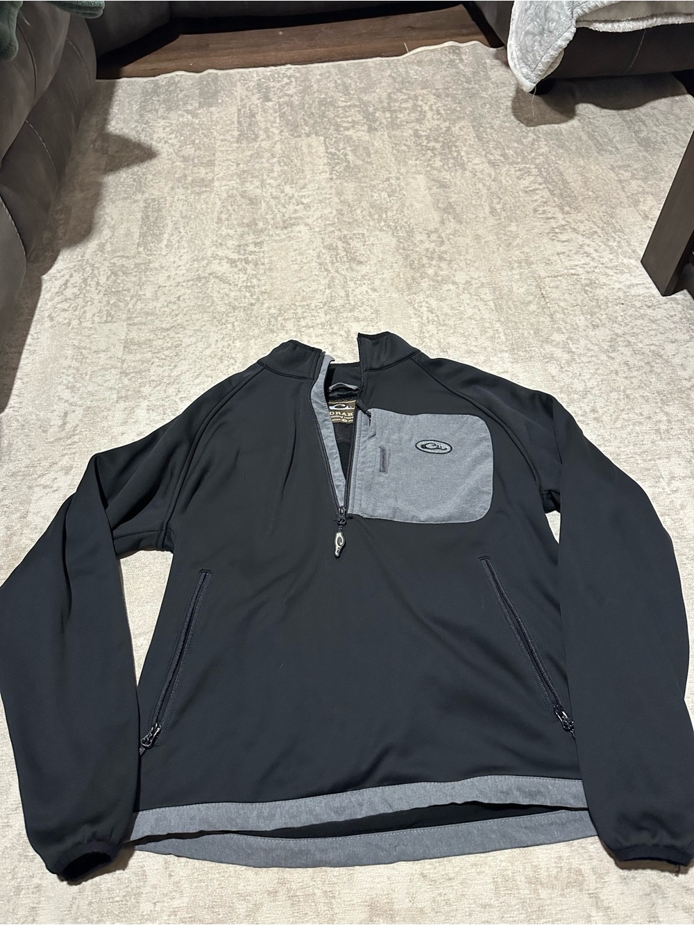 Drake Black Quarter-Zip Lightweight Jacket with Gray Pocket